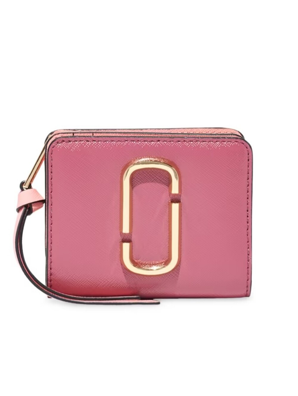The Marc Jacobs Pink Zip-Around Compact Wallet Gold Logo